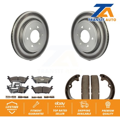 Rear Disc Coated Rotors Ceramic Pads And Parking Brake Shoes Kit For Ford F-150
