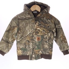 Carhartt Jacket Youth XS 6 Camo Hooded Quilted Lined Canvas Workwear Coat