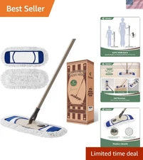 100% Microfiber Dust Mop with One-Click Replacement - Perfect for All Floors