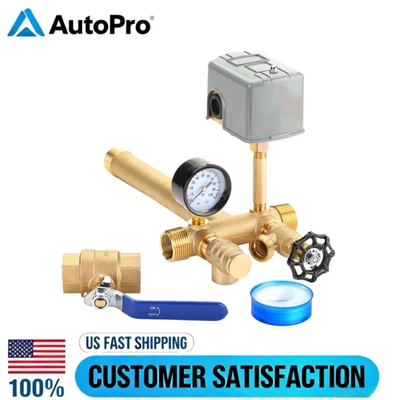 KENVC 1 X 11 Well Pressure Tank Tee Kit For Water Well 40/60psi Pressure Switch Brass