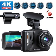 Campark 4K Dual Dash Cam GPS 2160P+1080P Front Rear Car DVR Camera night vision