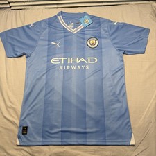 Manchester City Shirt Jersey Mens XL Blue Soccer Football Puma Etihad Airways