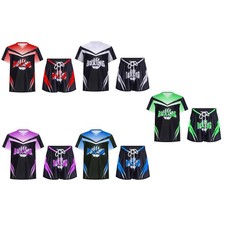 Kids Boys Outfits Muay Thai Set Boxer Suit Workout V-Neck Boxing Short Sleeve