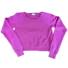 Crazy8 Sweater Top Pink Knit Textured Crew Neck Long Sleeve Crop Girls Size 14