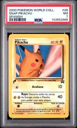 2000 POKEMON PIKACHU WORLD COLLECTION SPANISH #26 SNAP PIKACHU PSA 7