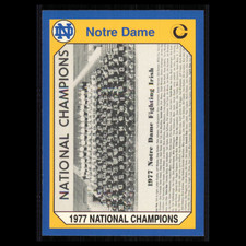 1977 National Champions #142 1990 Collegiate Collection Notre Dame Football Card
