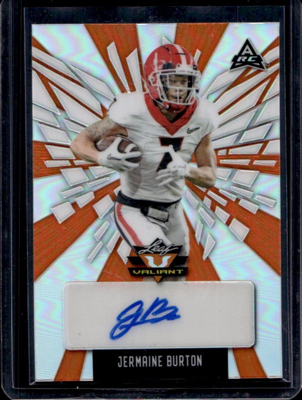 2022 Leaf Valiant Jermaine Burton Orange Auto Autograph #/25 Crimson Tide