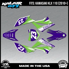 Graphics Kit for Kawasaki KLX110 KLX110R/RL (2010-2024) Viper - Green Purple