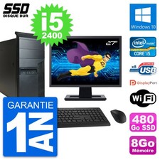 PC Tour Lenovo M91p Ecran 27" Intel i5-2400 RAM 8Go SSD 480Go Windows 10 Wifi