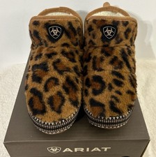 Women  s ARIAT Leopard Print Medium 7.5-8 Bootie Slipper-NEW  
