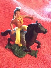 3 PIECE VINTAGE PLASTIC TOY INTERCHANGEABLE HORSE COWBOY INDIAN 3" 1960'S 