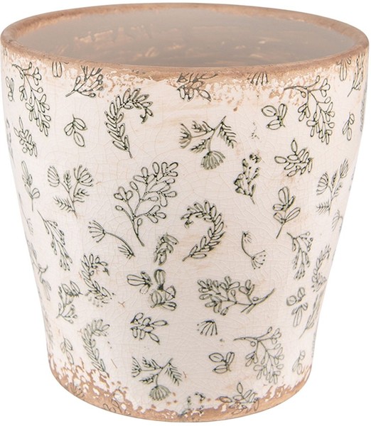 Clayre & Eef 6CE1545L Dekoration Blumentopf Ø 17X16 Cm GrüN / Beige-image