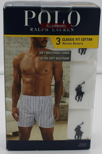 Polo Ralph Lauren White Boxers Men's L 3 Pack Classic Cotton Woven Pony