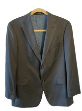 Hugo Boss Mens Darkest Blue Striped 2 Button Single-Breasted Blazer Size 46R