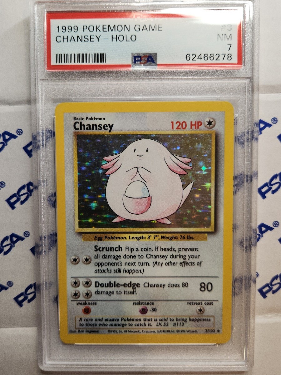 1999 Pokémon Base Set Unlimited Chansey Holo 3/102 PSA 7 NM | eBay