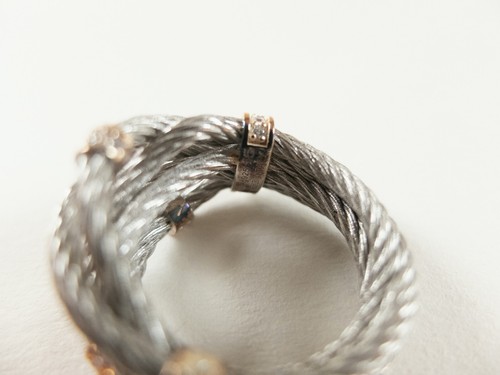BOTTEGA VENETA Cord twisted silver ring with zirconia crystals 7 US / 15 IT NWT - Picture 5 of 10