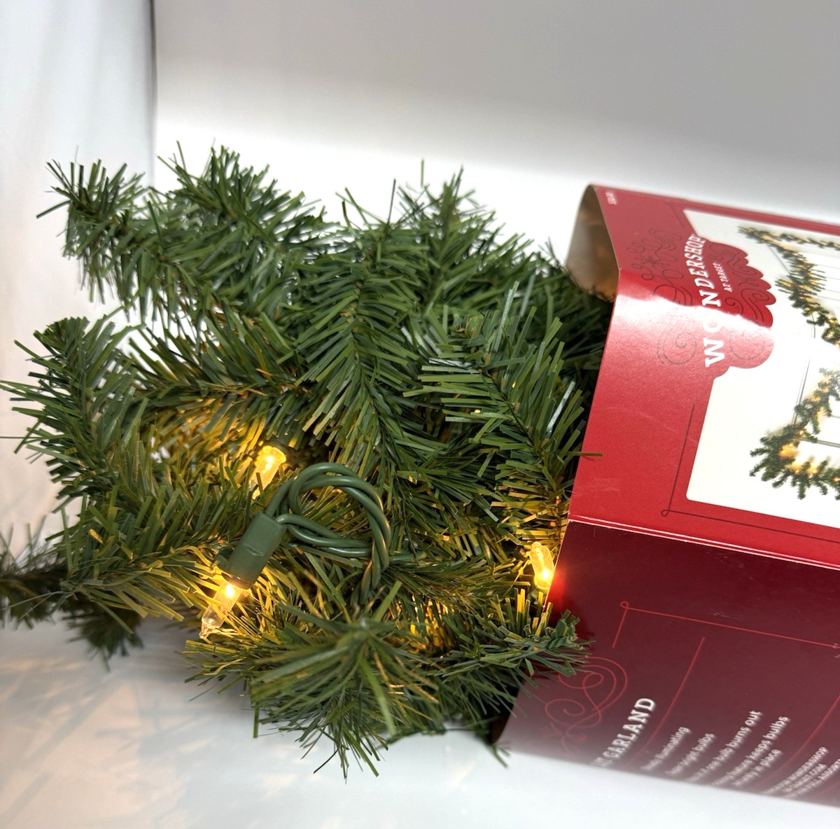 Wondershop 18ft Lit Garland Clear Lights Christmas Pine Bright Steady Decoration