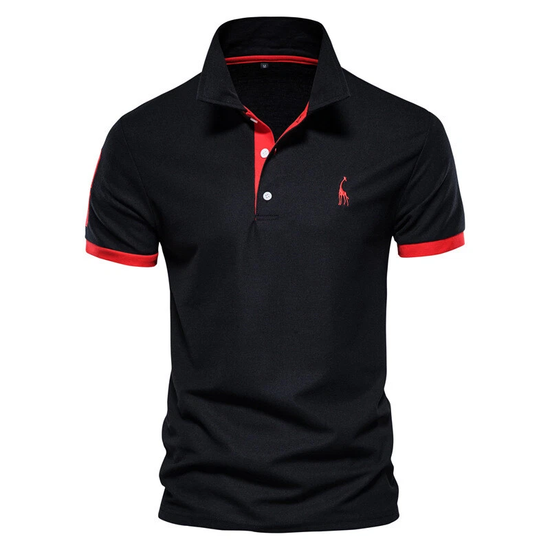 Mens Deer Embroidery Short Sleeve Polo Shirts T Shirts Sports Golf Slim Tops - Image 4 of 4