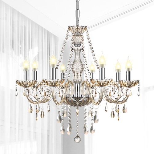Modern 8 Lights Crystal Chandelier Ceiling Pendant Lamp Lighting Fixtures E12