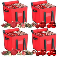 4 Pcs Ornament Storage Box with adjustable Dividers 13 x 13 x 13 Inches