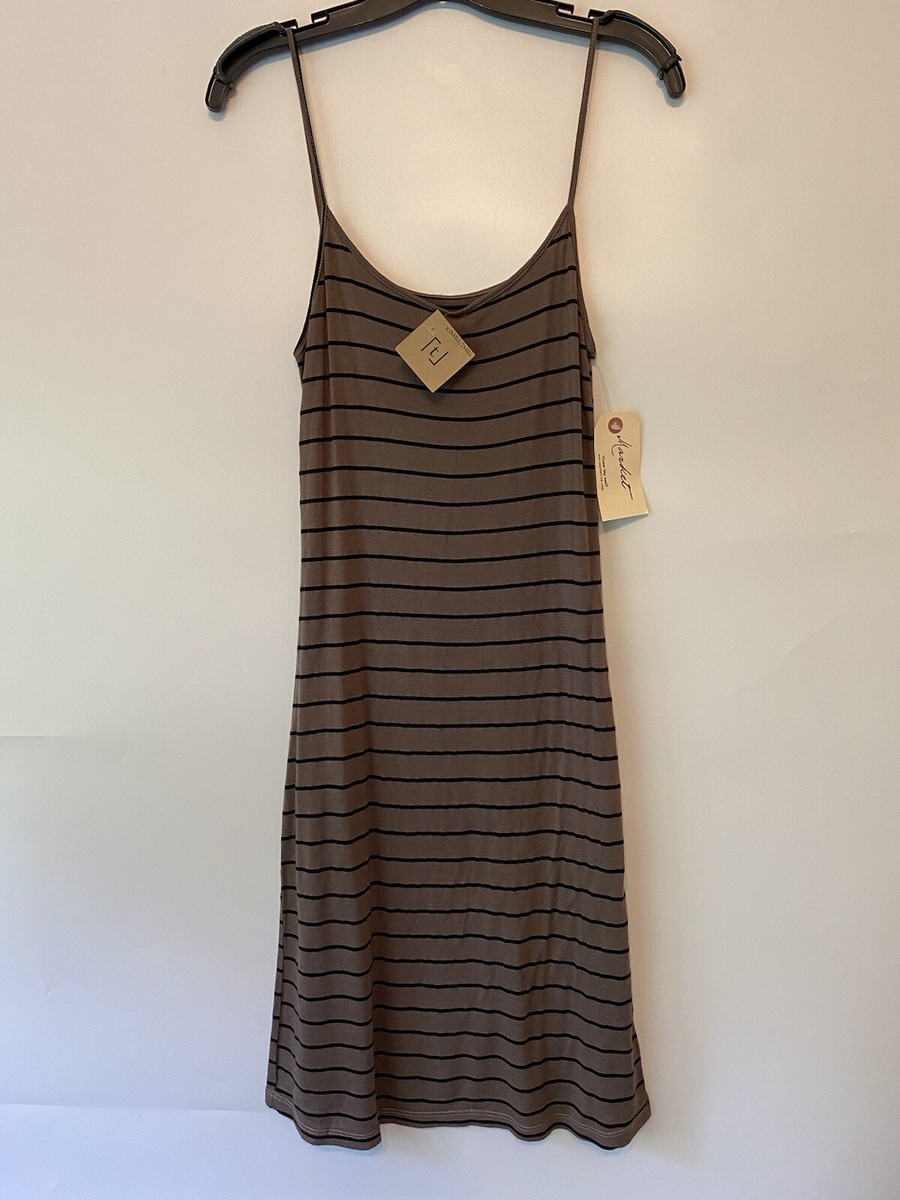 Market Sundress Striped Spaghetti Straps Stretch Tee Knee Length Dress NWT  | eBay