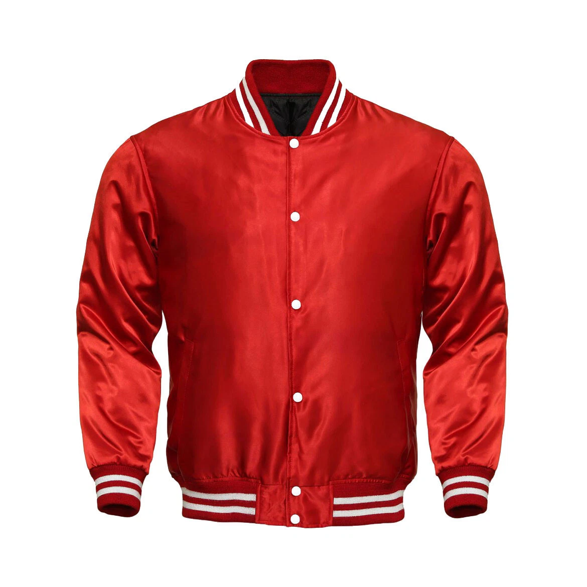 Men's Letterman Basketball Varsity Jacket Red Color Full Satin Fashion Jacket