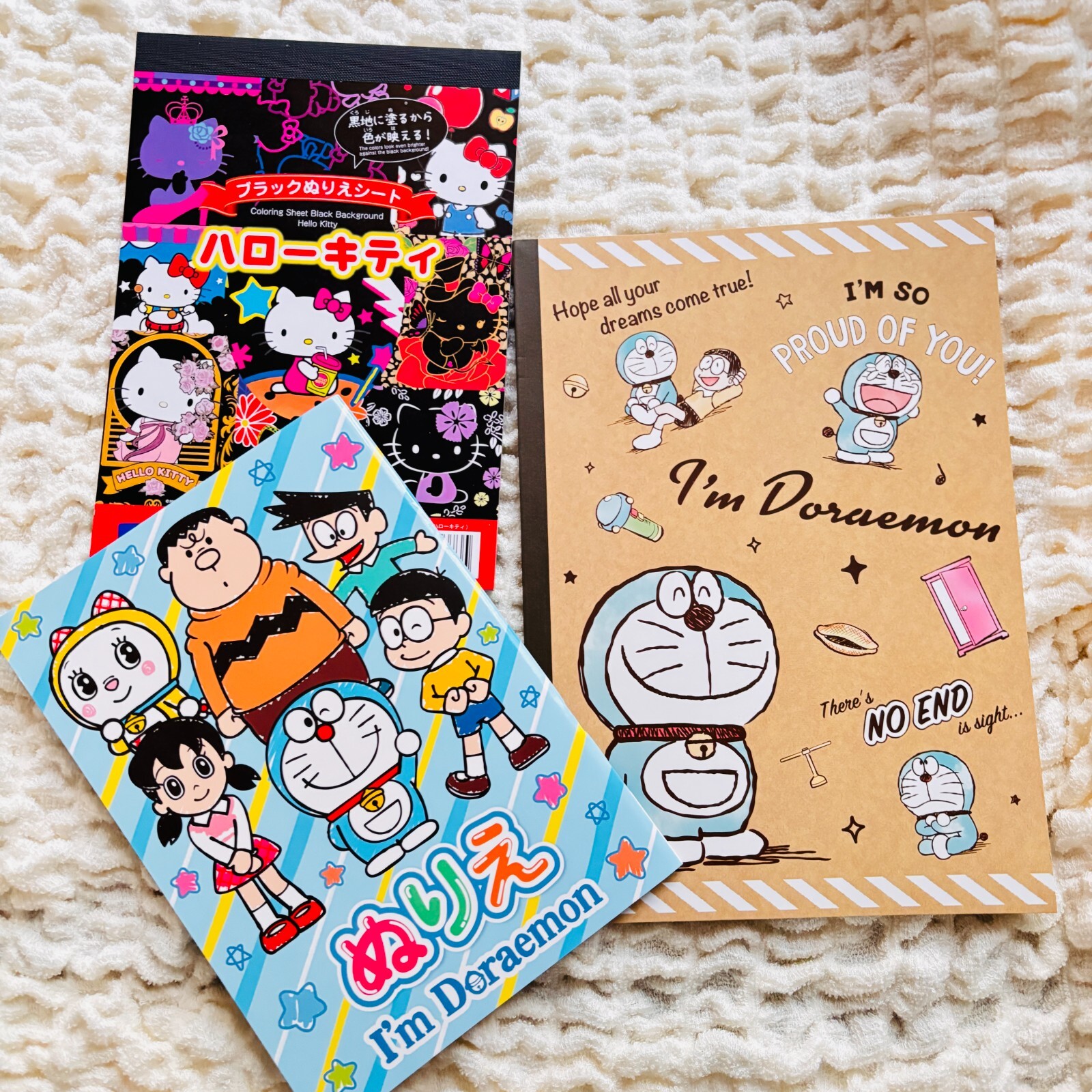 Cute Sanrio Hello Kitty Coloring Book and Doraemon Notebook Gift Set 3-Piece  