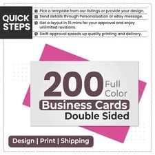 200 Full Color Business Cards with FREE CUSTOM Design and FREE SAME DAY Shipping