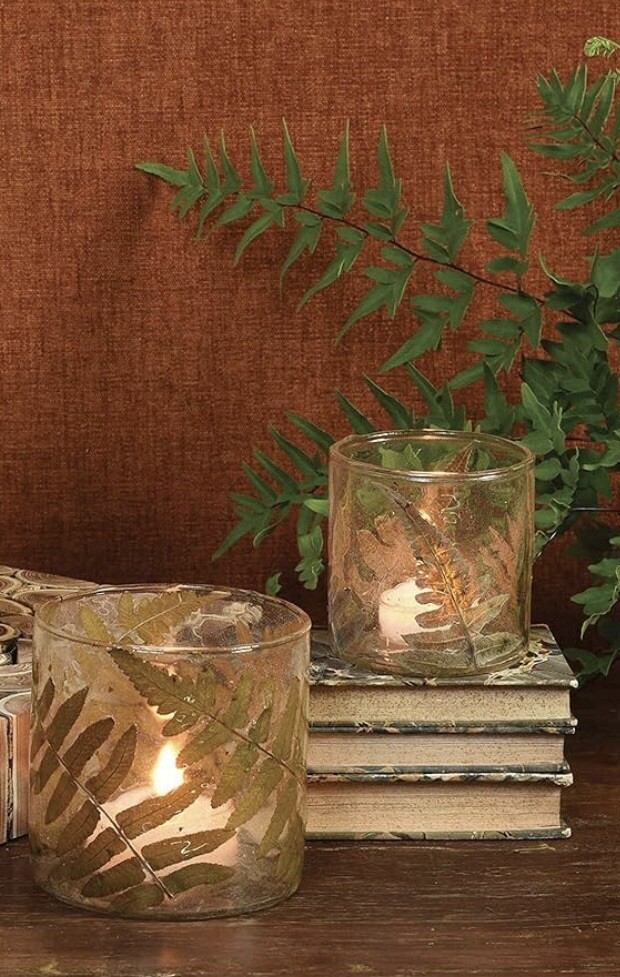 S Glass With Ferns One 4&rdquo; & One 3&rdquo;