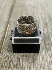 Silver Toned Braid weave Design Ring SZ 6.5