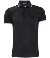 Tipping Collar Mens Cotton Polo Shirts Short Sleeve Plain T Shirt Black Color