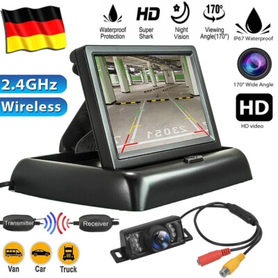 Auto Rückfahrkamera mit 4.3'' LCD Monitor LKW Bus Funk Kabellos Rückseiten Kamera