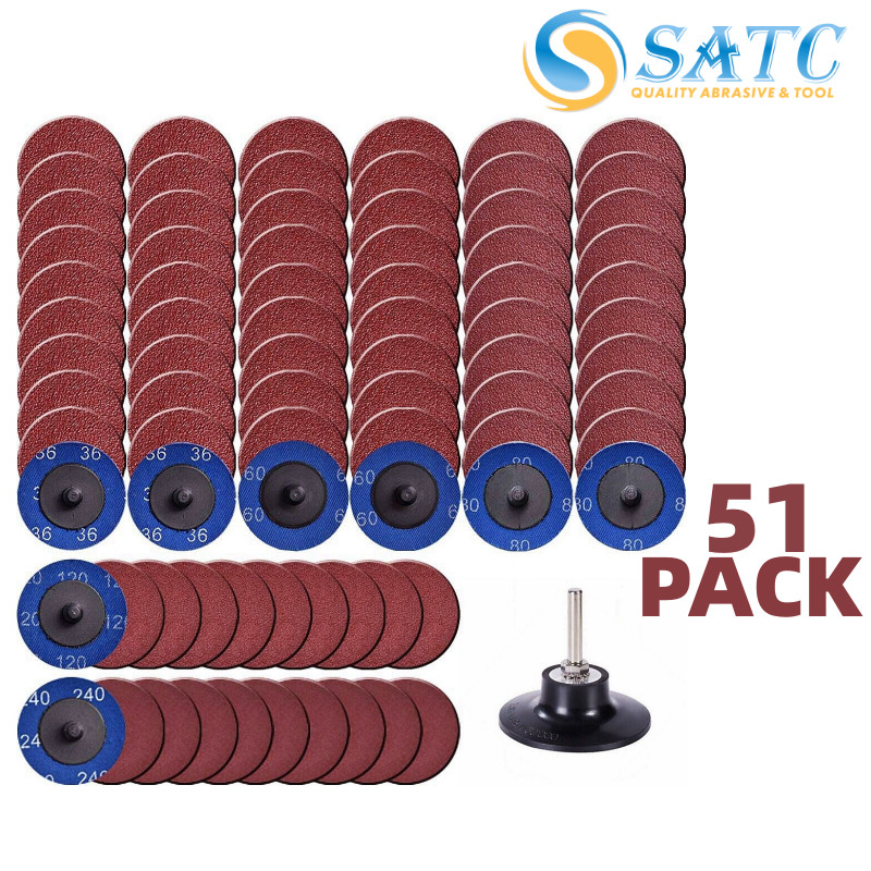 51 PCS 2 inch Quick Change Sanding Discs R-Type 36 60 80 120 240 Mixed Grit