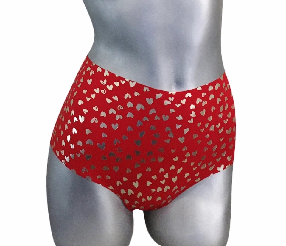 Victorias Secret 性感幻觉 No Show 珠光 Midi 短内裤心形红色 M NWT — 第 3/4 张图片