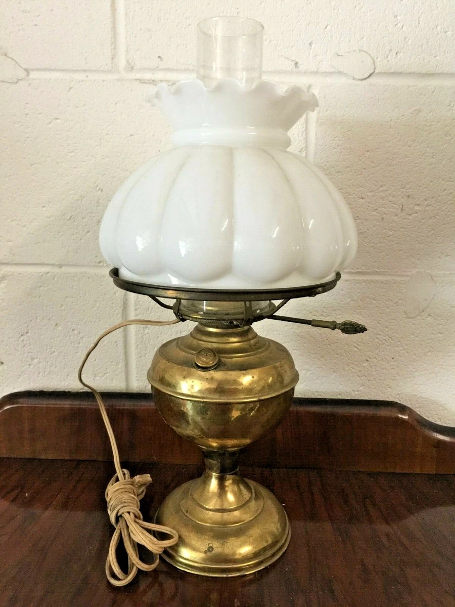 Vintage Glass Hurricane Electric Lamp, Converted Hurricane Lamp