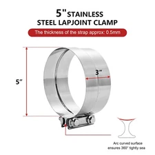 5" Stainless Steel Exhaust Clamp,Universal Muffler Clamp Lap Joint,Band Clamp
