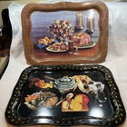 Pair Vintage Coca-Cola Coke Trays Bottles Ham Food Picnic Crock Large