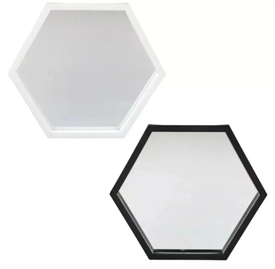 Set of 4 White Wall Hexagon Shaped Honeycomb Mirror 9 inch Stackable Pattern New - Image 4 of 4