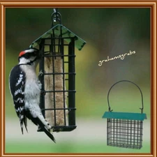 SUET FEEDER WITH ROOF GREEN BE167 CAGE BIRD FEEDER HOLDS STANDARD SUET CAKE