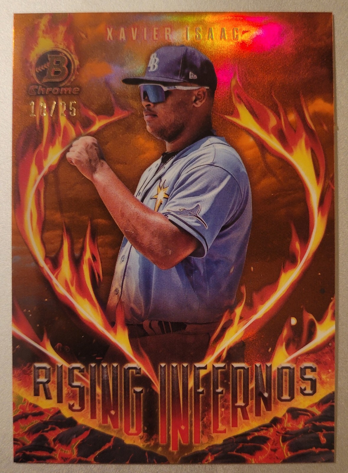 2024 Bowman Chrome Xavier Isaac Rising Inferno Orange #/25 Rays