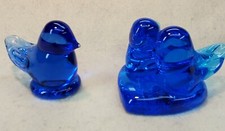 Lot of Two Blue Bird Glass Figurines Ron Ray 1990  Leo Ward 1996 Terra Studios