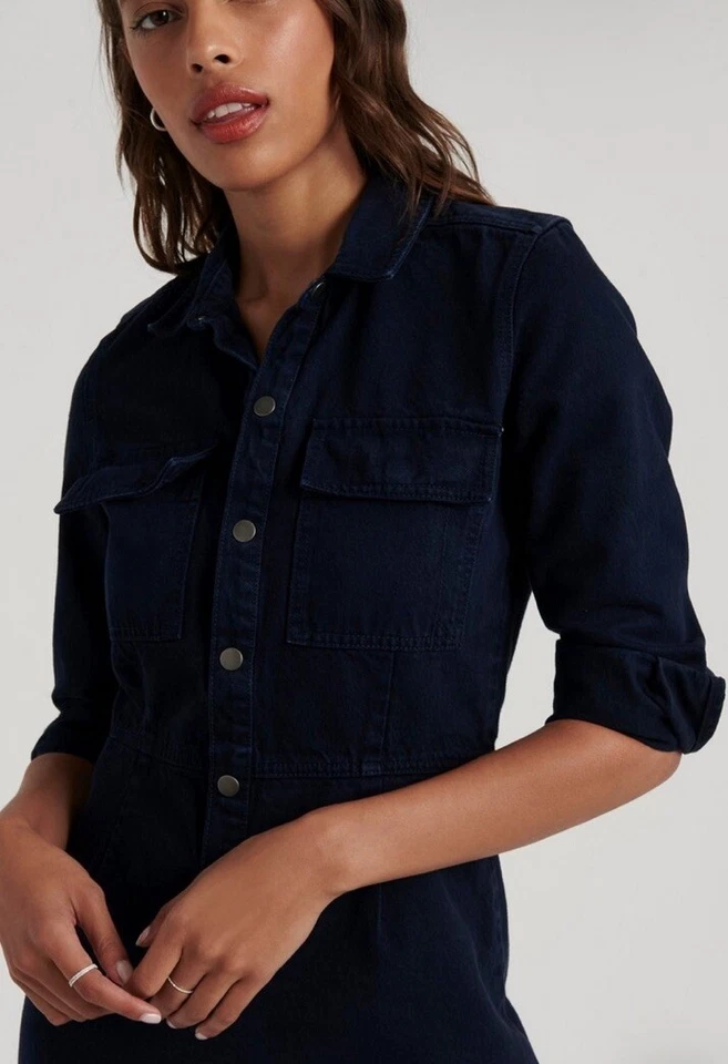 Lucky Brand The Surplus Dress XL Midnight Shirt Dress Utility 100% Cotton - Image 3 of 4