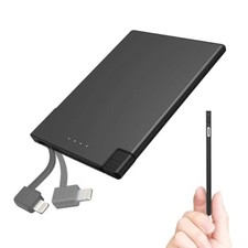 Ultra-thin Compact 5000mAh Portable With Cable Mobile Power Bank Supply