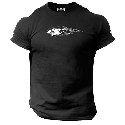 Shark T-Shirt Gym Kleidung Bodybuilding Krafttraining Workout Training MMA Top