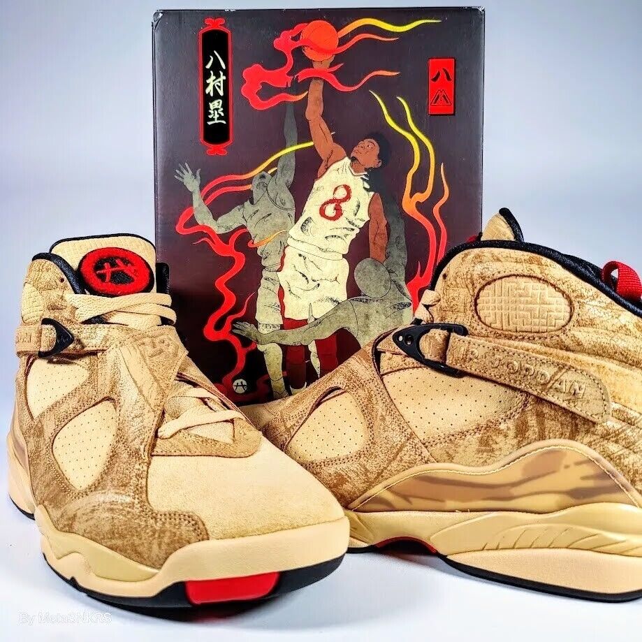 US 13 Air Jordan 8 Men's Wheat Brown Black Red Nike Retro US 13 Air Jordan 8 Men's Wheat Brown Black Red Nike Retro