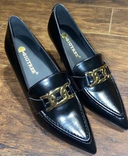 Bigtree Womens Size 8 Slip On YLT837 Black Pointed Toe 3 Inch Heels