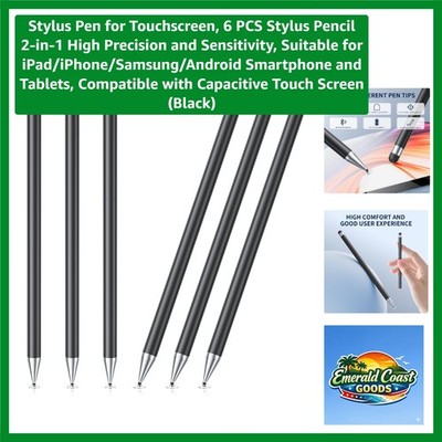 Universal High Sensitivity Stylus Pen Pack of 6 - Perfect for Digital Creativity
