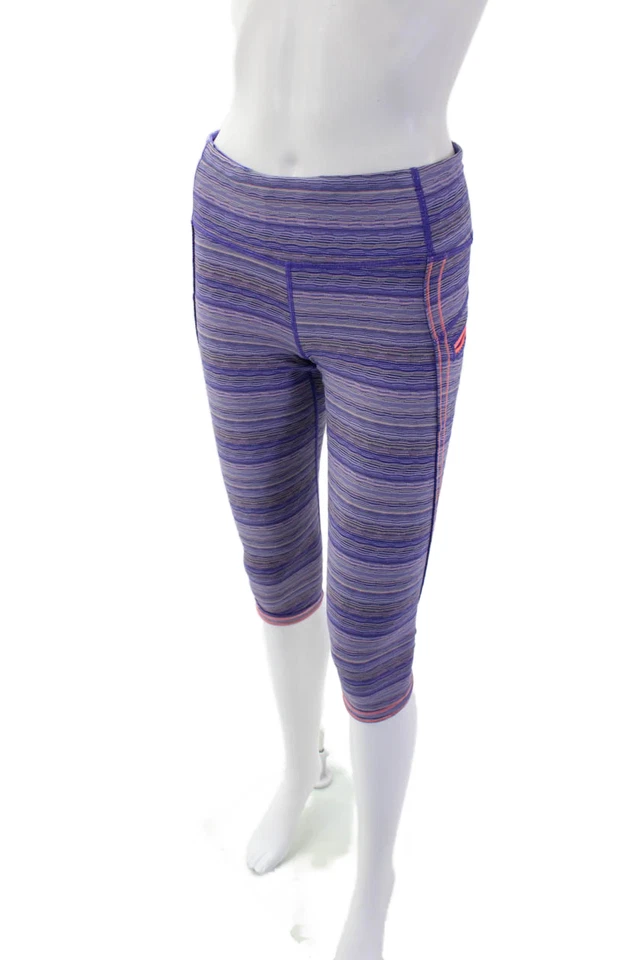 Leggings recortados a rayas Lululemon para mujer púrpura rosa neón talla 6 Foto 2 de 4