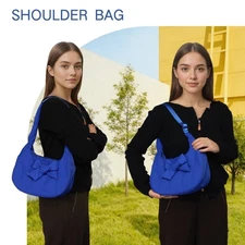 Quilted Puffer Tote Bag for Women，Small Puffer Crescent Shoulder Bag Nylon bag