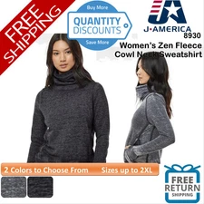 🔥 J. America Women Zen Fleece Cowl Neck Sweatshirt pockets Up To 2XL 8930